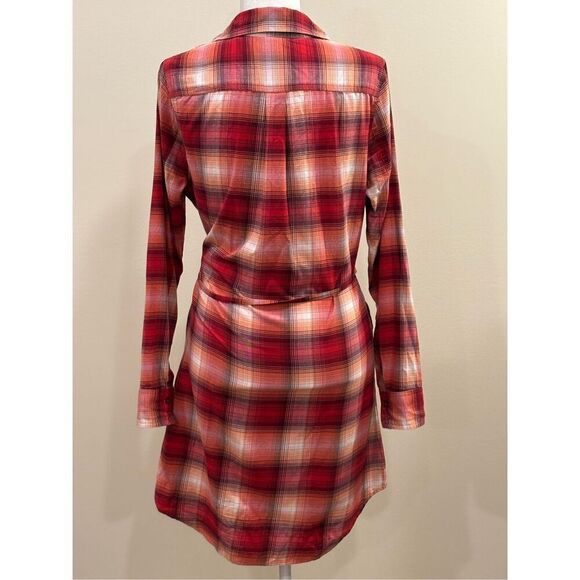 Patagonia Women's Featherstone Long Sleeve Plaid Shirt Dress Red Orange Size 10 - Picture 4 of 5